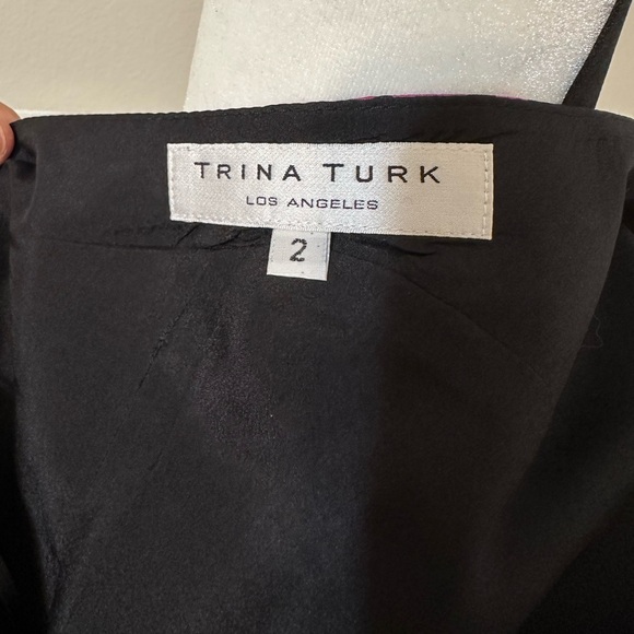 TRINA TURK Purple One Shoulder Silk Mini Dress with Dot Pattern + Fringe EUC - Picture 4 of 8